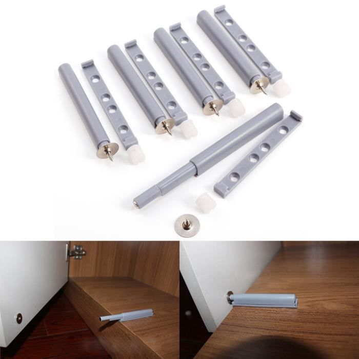 5x touche loquet magnétique amortisseur Poussez pour ouvrir Push to open Gris