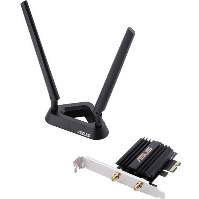 Asus PCE-AX58BT Carte Réseau Wi-Fi 6 PCIe 160 MHz avec Bluetooth 5.0 (Ofdma, MU-MIMO, sécurité Wpa3, Adaptateur Profil Bas, Base