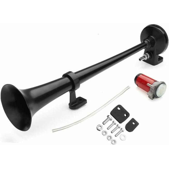 12V 43cm 125dB Klaxon A Air Universel Noir Compresseur Inclus Pour Auto Camion Bateau Fourgon Train