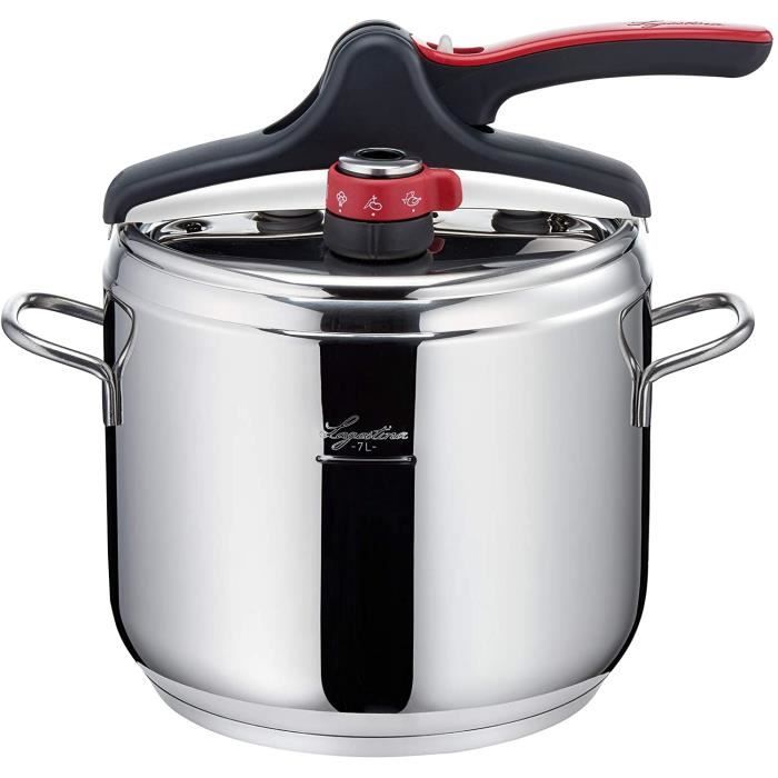 Lagostina EASY ROSSA Autocuiseur 7 L Dia 22 cm Design Moderne Performance Ouverture facile Acier Inoxydable Haute Qualité 0120130101