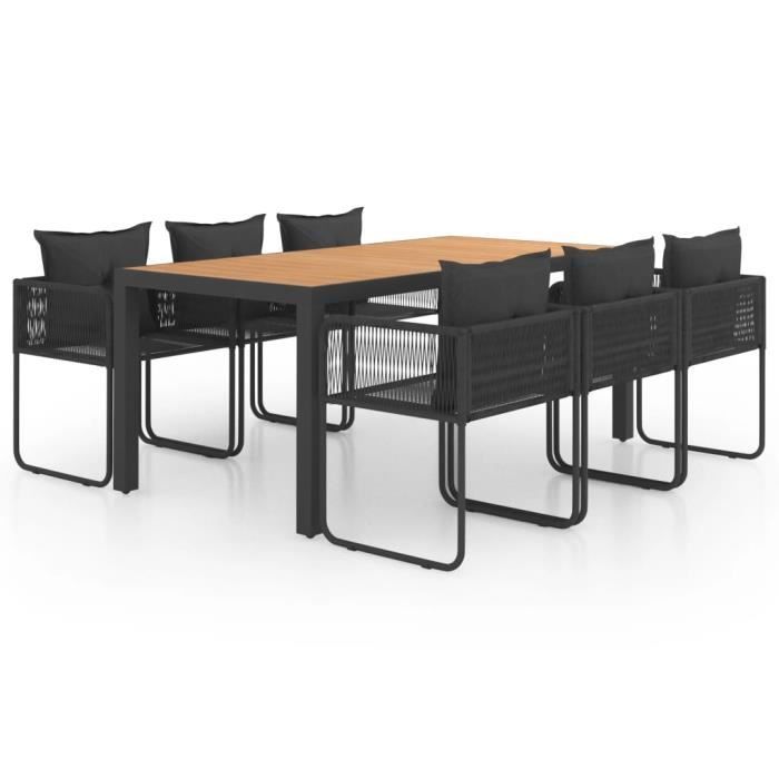 Salon de jardin 7 pcs Haut de gamme - Ensemble repas de jardin Mobilier de jardin PVC Résine tressée Noir et marron Market® 107930