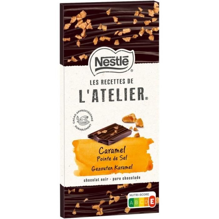 NESTLE LES RECETTES DE L'ATELIER - Chocolat Noir Caramel Sel 115G - Lot De 4
