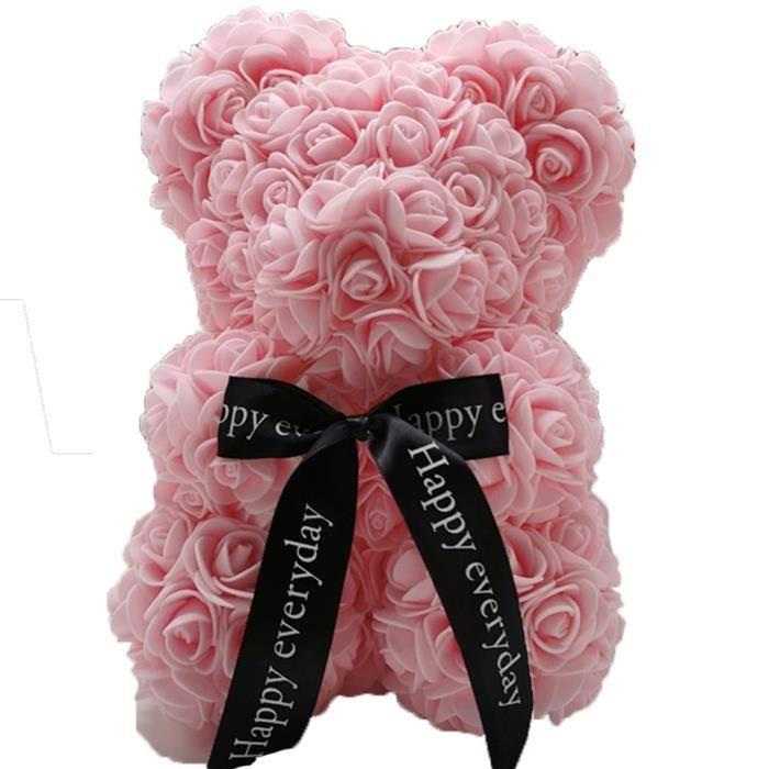 Livraison directe ours en peluche Rose fleur 25cm savon artificiel mousse ours de Roses nouvel an cadeaux pour les - pink