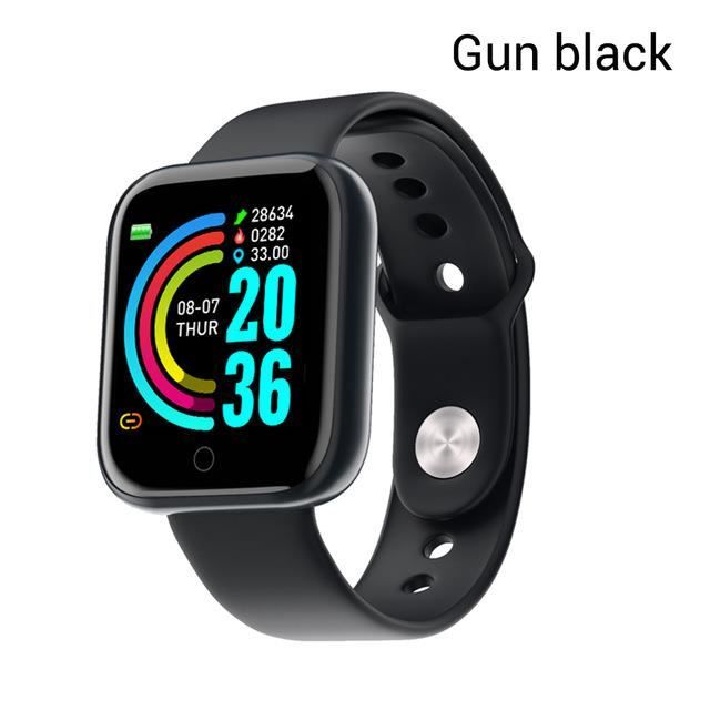 Y68 Smart Watch Étanche Bluetooth Sport SmartWatch Support pour iPhone Xiaomi Fitness Tracker Moniteur de Fréquence Noir de pistolet
