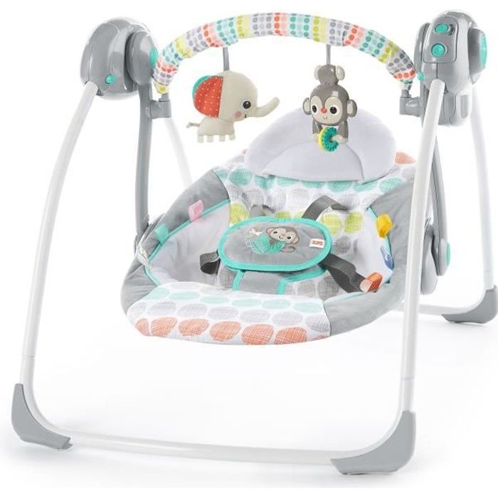 BRIGHT STARTS Balancelle compacte et automatique ultra silencieuse Whimsical Wild - Multicolore