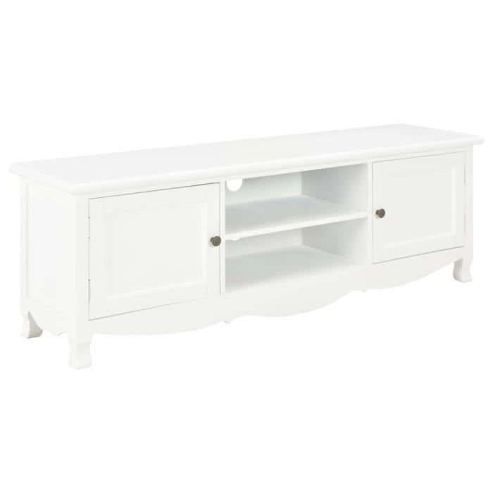 Duokon Meuble TV Blanc 120 x 30 x 40 cm Bois-FAS N°2224