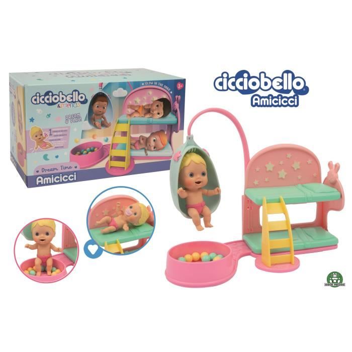 Cicciobello Amicicci, Bébé avec Chambre Dream Time, 1 Amicicci Fille et des accessoires, Jouet pour enfants dès 3 ans, CC034