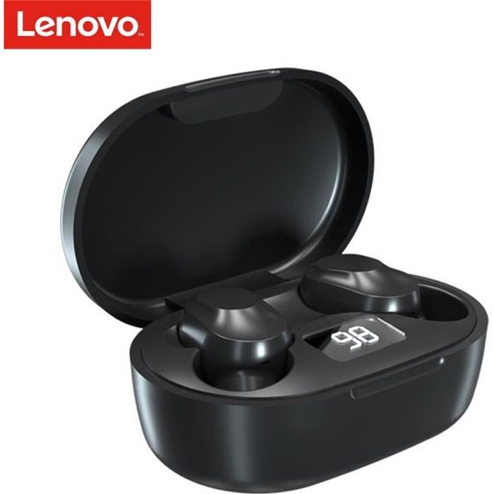 Lenovo XT91 Écouteurs TWS BT 5.0 stéréo sans fil avec MIC avec commande tactile Affichage LED anti-bruit étanches noir