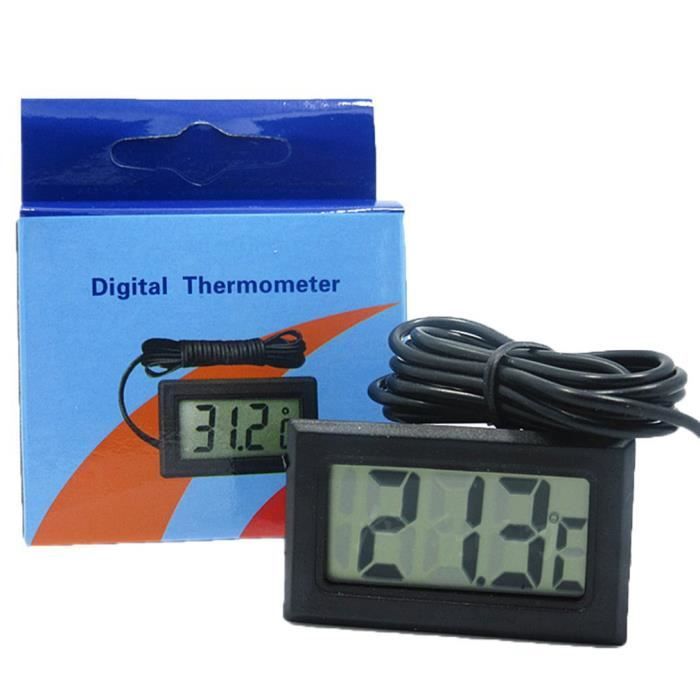 Thermomètre numérique LCD Mini thermomètre Thermomètre électronique avec capteur, noir