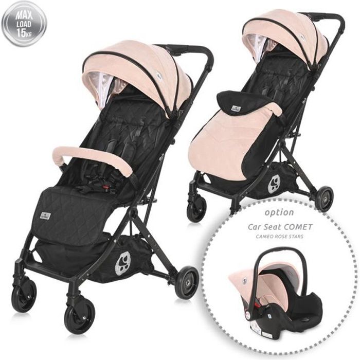 Lorelli - Poussette combinée duo - 2 en 1 - avec siège auto 0-13kg -dès la naissance - Myla - rose