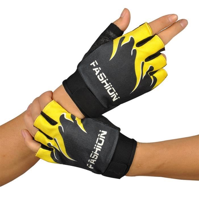 XUNYLYEE® Gants Demi Doigt Moto Vélo Sport Gants Gants de Cyclisme - Jaune
