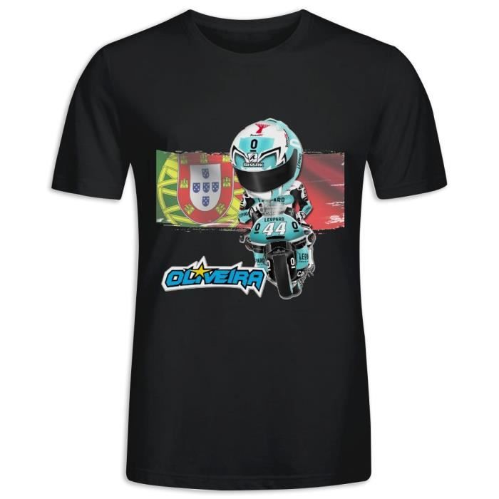 Tee Shirt avec imprimé en Moto2 Miguel Oliveira Leopard Racing Manche Courte T-shirt Homme