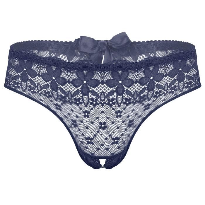 iiniim Homme String Dentelle Sexy Slip Taille Basse Culotte Ouvert Thong Jockstrap Gay Fesse Nu G-String Lingerie Sissy Boxer T-Back