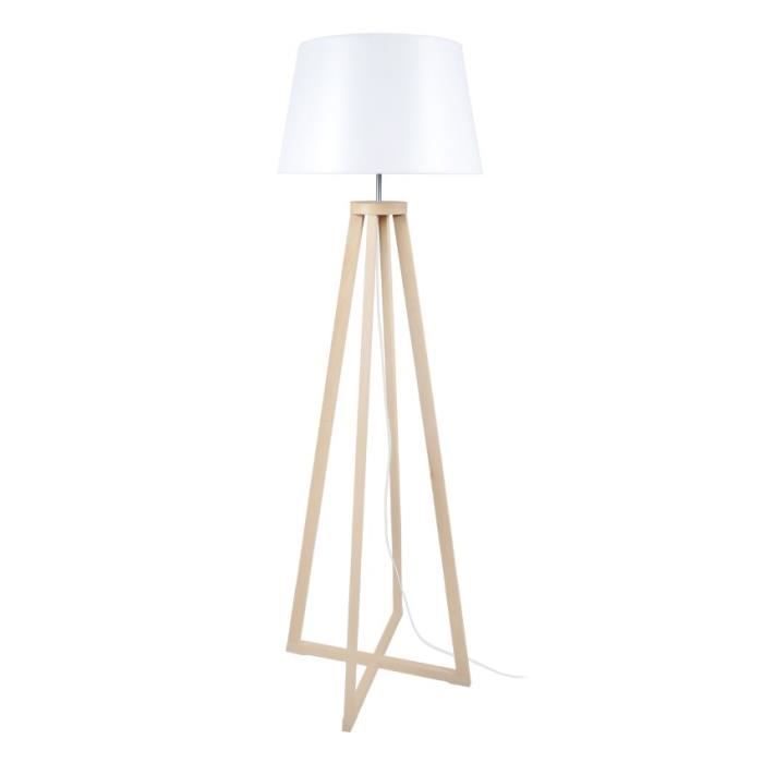 SKARA Abat-jour tambour en coton - Ø45 x 27 cm - Blanc