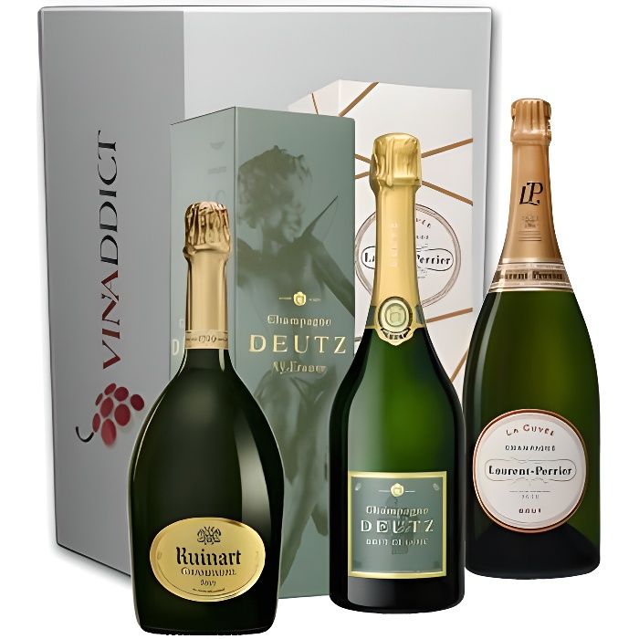 Coffret Champagne Prestige Vinaddict - Ruinart, Deutz, Laurent Perrier La Cuvée