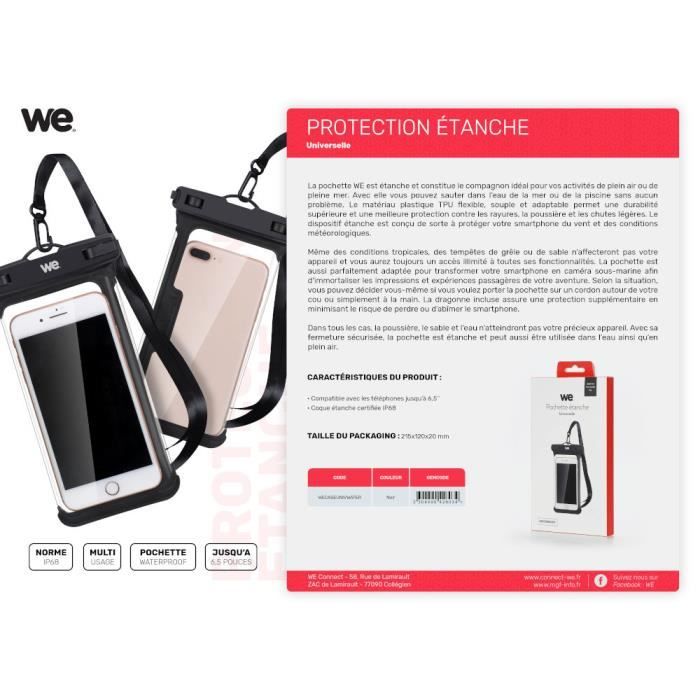 WE Pochette Etanche Universelle IP68 - WATERPROOF - Sacoche pour Smartphone iPhone 11, 11 Pro, XS Max, XR, XS, X, 7 8 Plus, 6S,