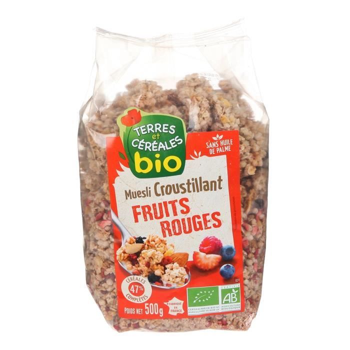 TERRES ET CEREALES Muesli croustillant aux fruits rougesbio - 500 g