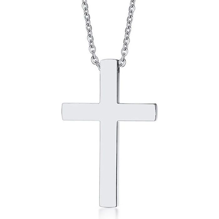 Zense - Pendentif croix latine argentée pour homme ZP0249 - Avec chaîne 50 cm