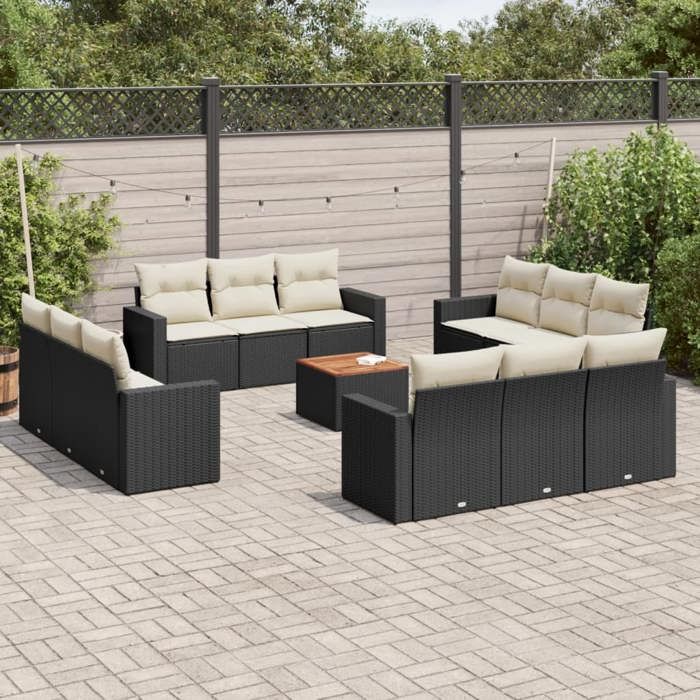 vidaXL Salon de jardin 13 pcs avec coussins