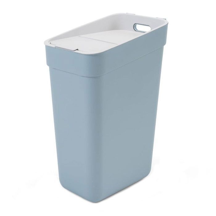 Bac poubelle à déchets 4 roues 770 litres gris avec tourillons couvercle bleu