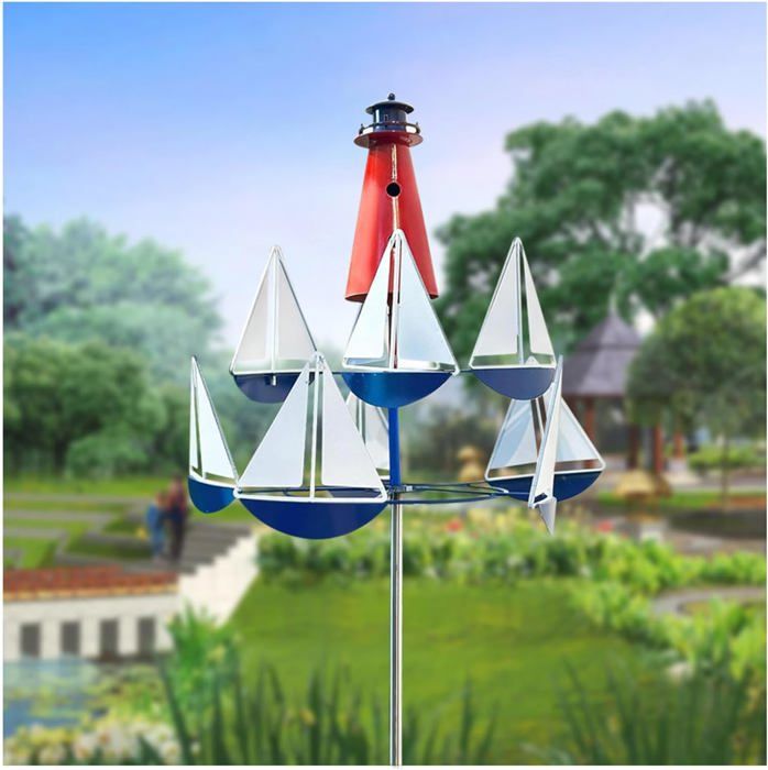 Lot De 4 Moulins à Vent Jardin 71 Cm - Paillettes 8 Pales, Couleur Arc-en-ciel - Répulsif à Oiseaux Décoratif
