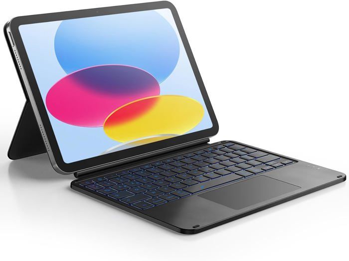 Étui Clavier Rétroéclairé Pour IPad 11e/10e Génération - Détachable, Pavé Tactile, Porte-crayon, Rose