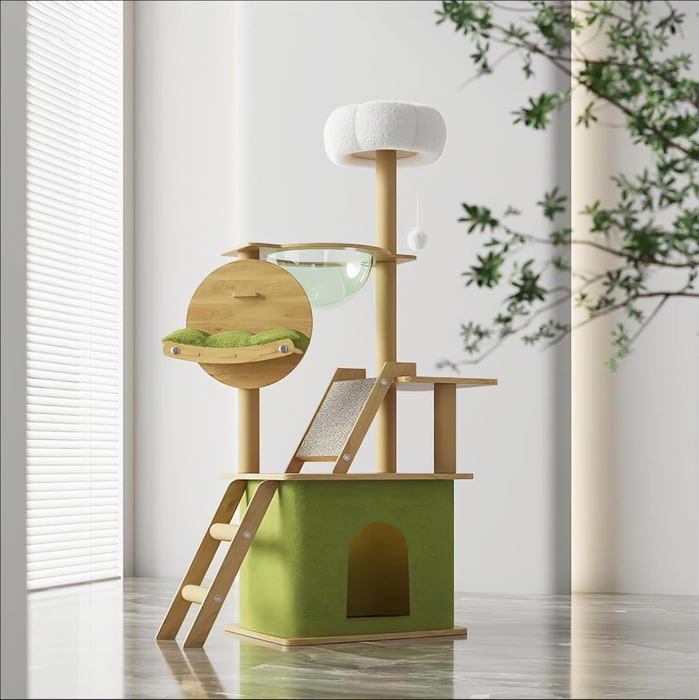 Meilleurs prix pour Arbre A Chat Haut 150Cm-Avec 1Capsule Spatiale,1 Maison Pour Chat,1Planche À Gratter Pour Chat,1Hamac Pour Chat,1Plateforme De Sau