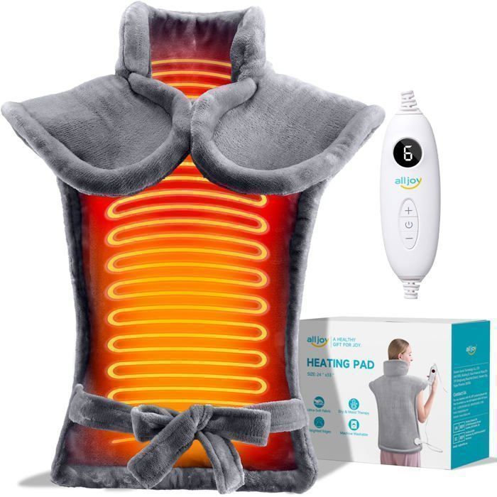 Coussin Chauffant Electrique pour le Dos Nuque Épaules - ALLJOY - Gris - Arrêt Automatique