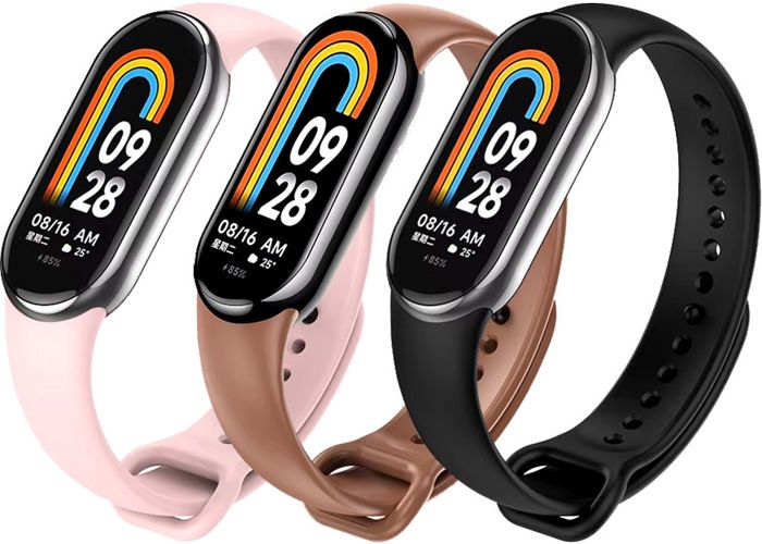 Bracelet Compatible pour Xiaomi Mi Band 9/Xiaomi Mi Band 8 3 Pièces Bracelet de Remplacement Hommes Femmes Noir+Marron+Rose Pink