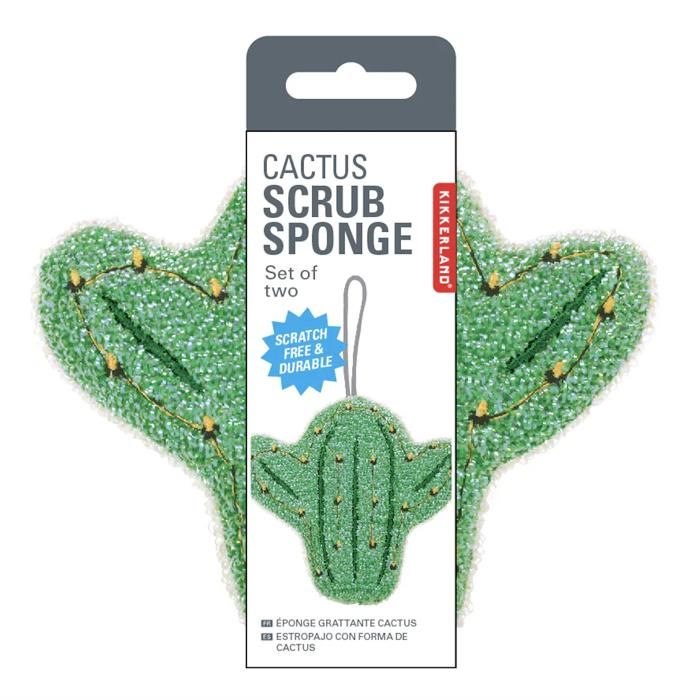 2 éponges grattantes cactus - Kikkerland - Blanc