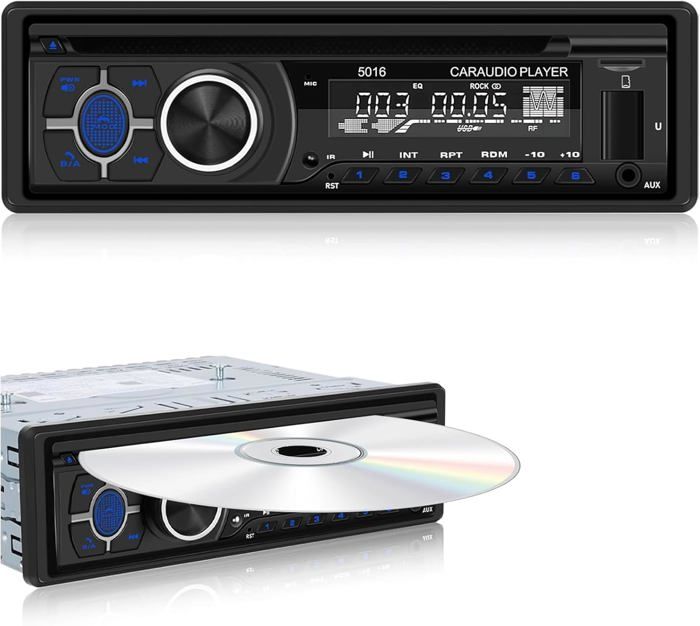 Autoradio 1 Din NHOPEEW Bluetooth/CD/USB - Appel Mains Libres + Radio FM/AM - Avec Télécommade