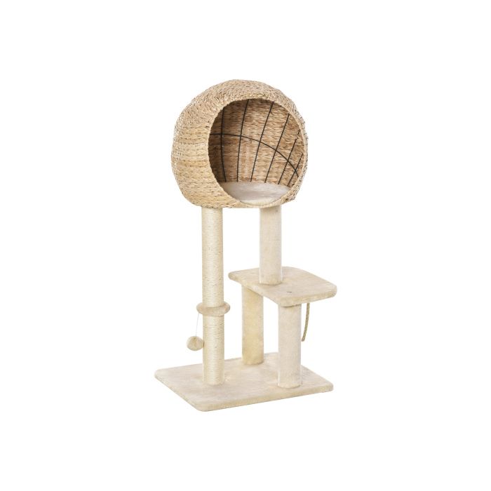 Comparer les prix de PawHut Kratzbaum mit Katzenhhle 100H cm Katzennest fr kleine Katzen mit Ballspielzeug und Sisal Beige BeigeMDF Beige M ARBRE A CHAT