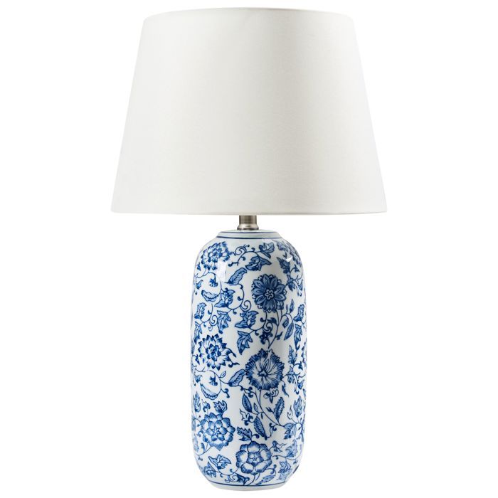 Lampe à poser AIBONITO Porcelaine Blanc/bleu