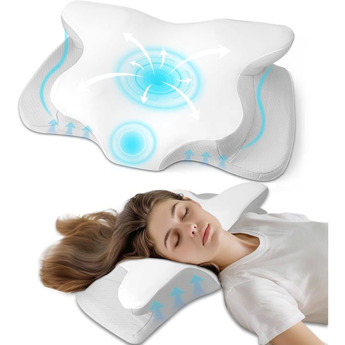 Oreiller Cervical Mémoire De Forme Findigit - Ergonomique, Hauteur Réglable, 60x35x11/9cm, Housse Lavable