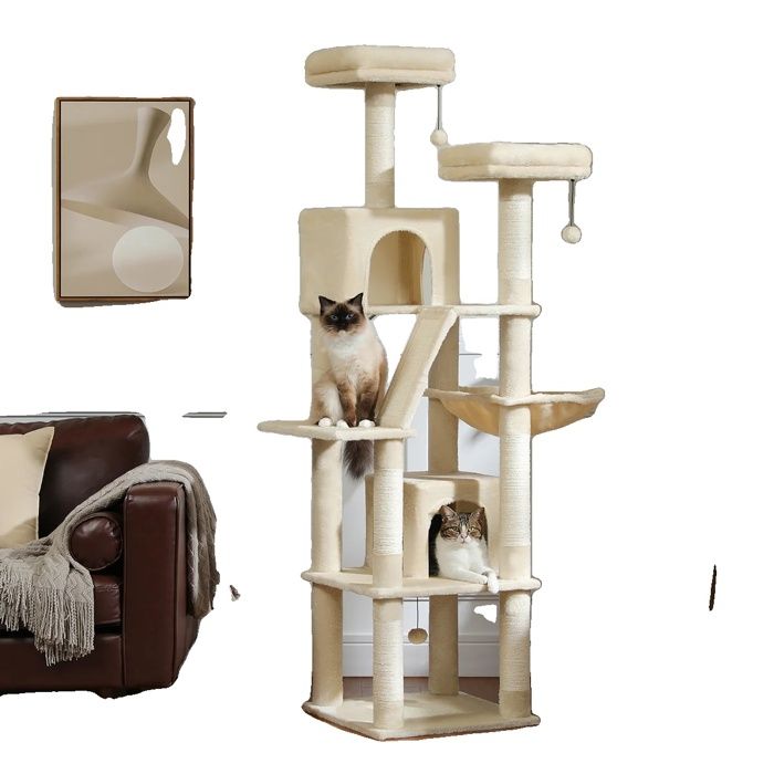 Meilleurs prix pour Arbre de chat à plusieurs niveaux à 180 cm poteaux de grattage Sisal condos et perchoirs AMT0239BG XL