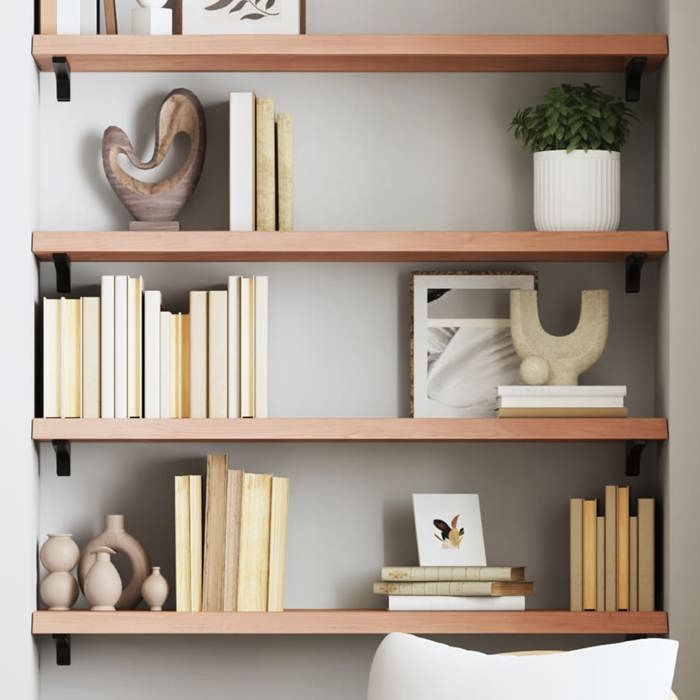 CLARENCEArmoire/Meuble mural Étagère murale marron clair bois chêne massif traité EU364974
