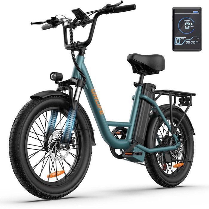 URLIFE E20 - Vélo électrique 20 Gros pneu - Moteur 500W - Batterie Amovible 48V 13Ah - Autonomie 100km - Shimano 7 vitessesVert