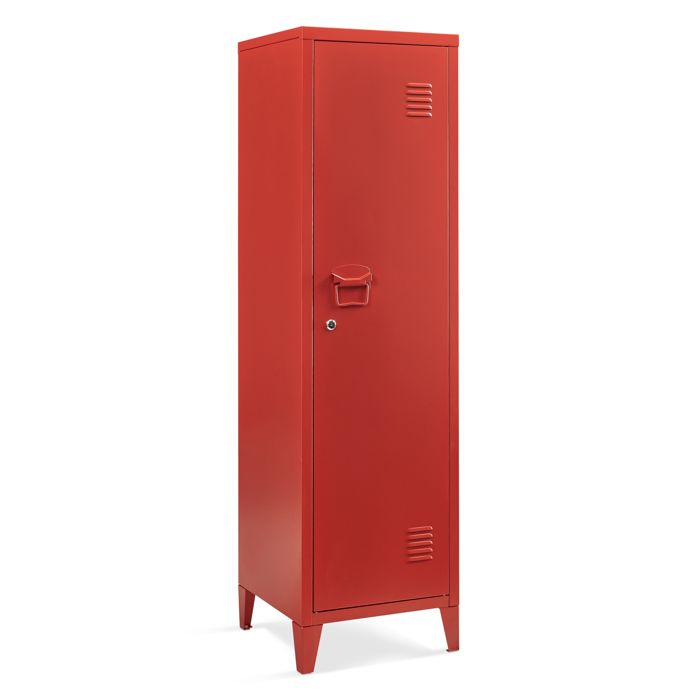 Armoire à casier Kurikka métallique vérouillable 137 x 38 x 38 cm rouge