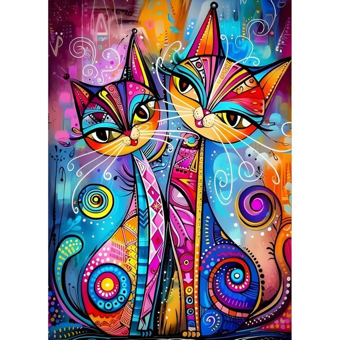 Diymood Kit Complet Broderie Diamant 5D Chats 30x40cm - Peinture Diamant Chiens Ronde DIY