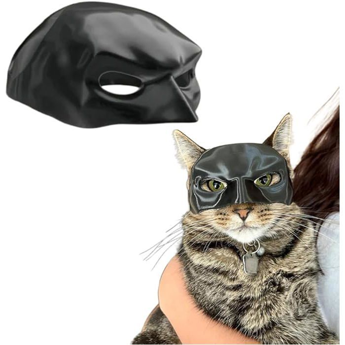 Masque de chauve-souris vengeur amusant pour chat accessoires de costumes dHalloween (11 cm - tour de tête environ 29 cm)