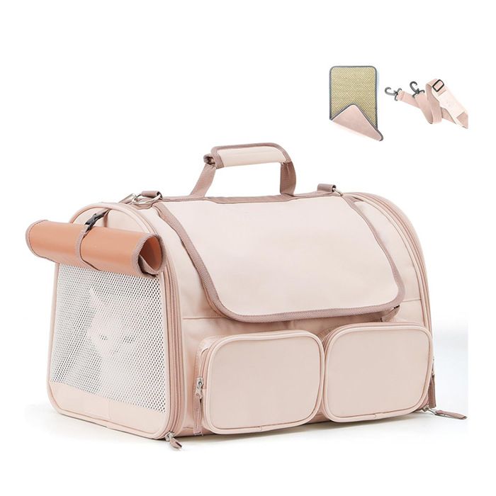 Meilleurs prix pour Sac de transport pour chat 4 fenêtres en filet petit sac de transport pour chien 4 poches de rangement rose