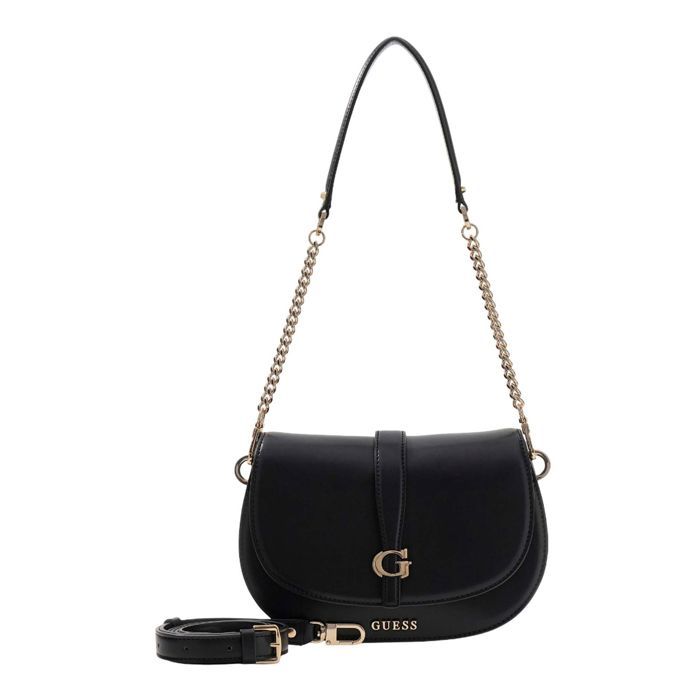 GUESS Sac à épaule noir pour femme - Carrie Flap Shoulder Bag 331217