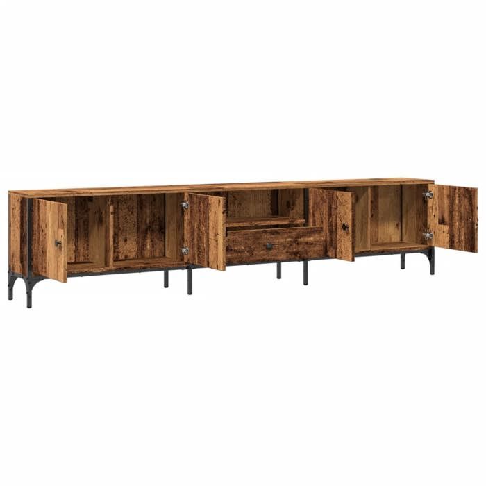 NEUF Armoire TV - Brun - Meuble TV - TABLE TV - avec tiroir vieux bois 200x25x44 cm - bois dingénierie TT5148
