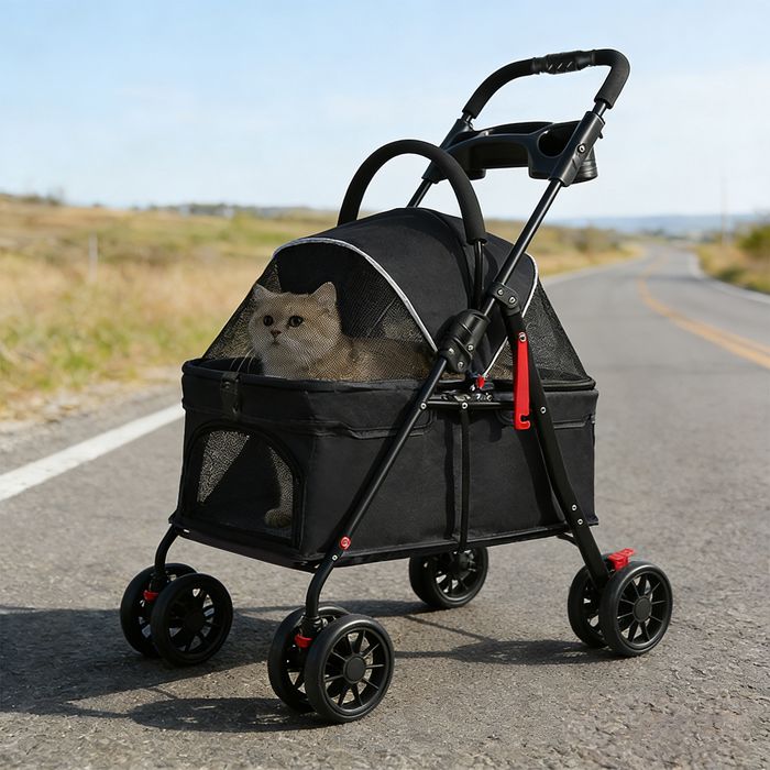SUPFINE Poussette pour Animaux 3 en 1 pour Chiens et Chats de Petite et Moyenne Taille 34 × 60 × 97 cm Supporter 15kg Noir