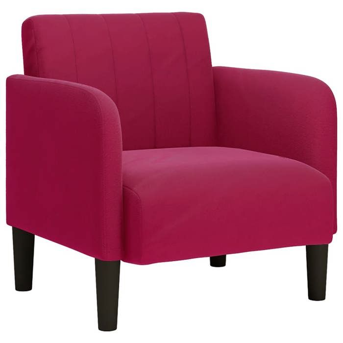 NEUF 2026 CHIC Chaise simple SWEETY Fauteuil de salon 1 PLACE avec accoudoirs rouge bordeaux 54 cm velours FF4745