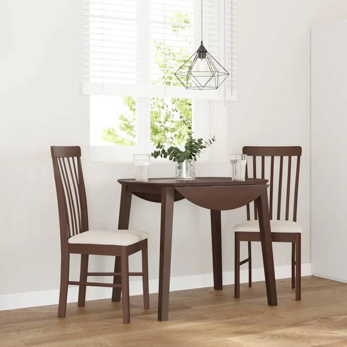 NEW 2026 Lot de 2 Chaise à manger Scandinave Fauteuil Salon Cuisine coussins marron bois massif caoutchouc 42.5x48x94 cm L932