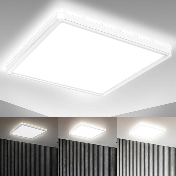 Plafonnier LED à intensité variable - ESTAMPILLE - 29 3x29 3x2 8 cm - Blanc - 18W - 2 400 lumens - 4 000K