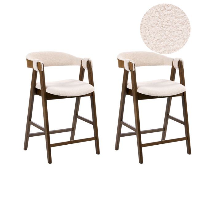Lot de 2 chaises de bar DAY Bouclé Marron / beige clair Lot de 2 chaises de bar DAY Bouclé Marron / beige clair