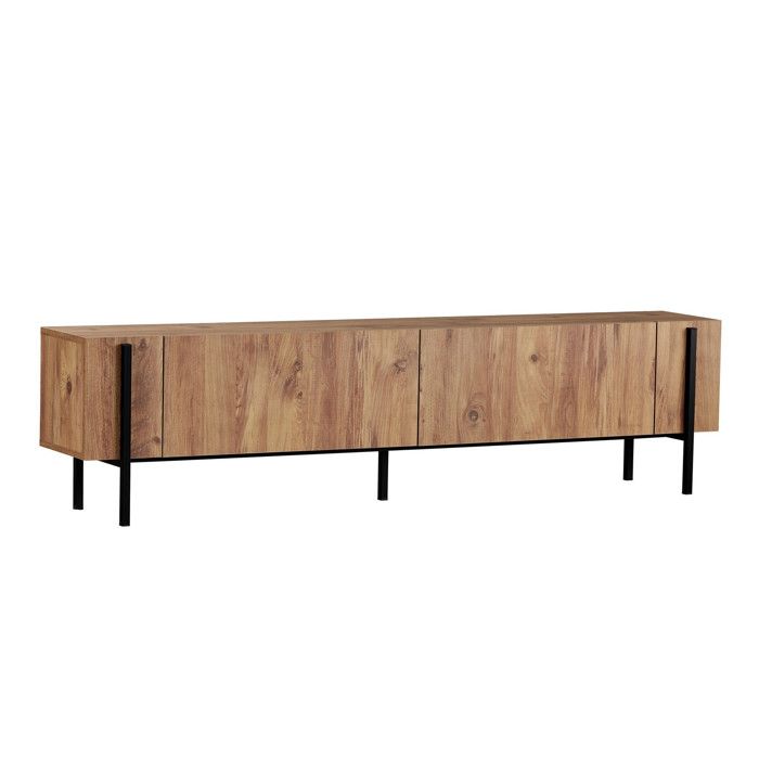 Meuble TV en bois Nexus - 180 x 30 x 45 cm - Pin Atlantique / Noir Meuble TV en bois Nexus - 180 x 30 x 45 cm - Pin Atlantique / Noir