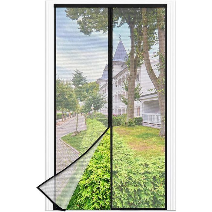Moustiquaire Porte Fenêtre 90 x 190 CM Maille Fine NOIRE Rideau Anti Mouche Se Ferme Tout Seul La Bande Ve1cro au 90*190cm Noir
